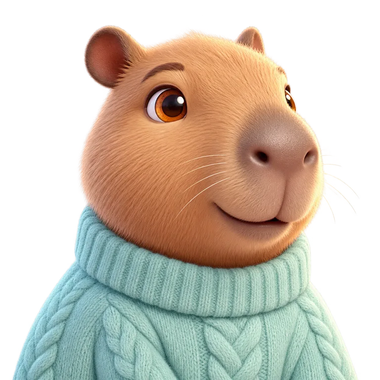 Milo, enodoAlly’s capybara companion, wearing a teal sweater